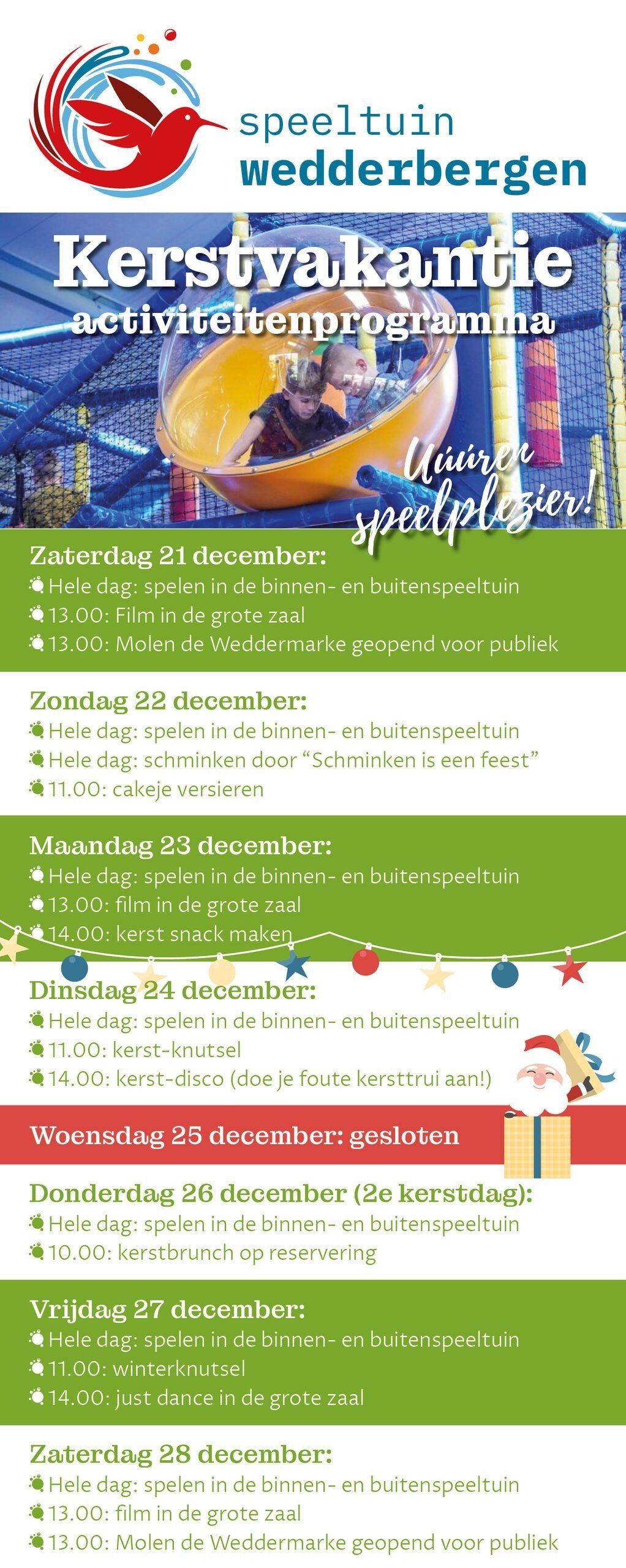 Kerst programma Wedderbergen